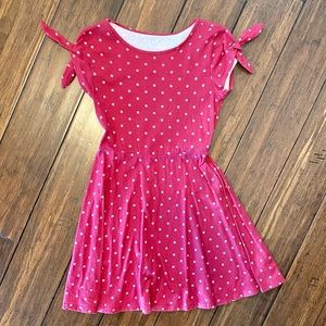 Children’s Place Girls Dark Pink Polkadot Cotton Short Sleeve Dress size Large